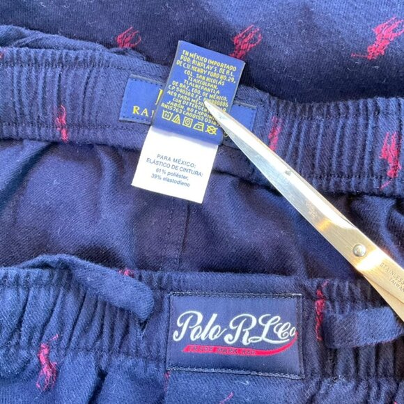 Polo Ralph Lauren Pants Flannel Navy Blue Red Logo (XL) - Picture 8 of 8
